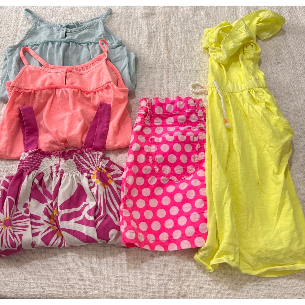 Carters Kid Girls Summer Lot 5pc Size 6 6x Dress Skirt Tank Tops Pink Yellow